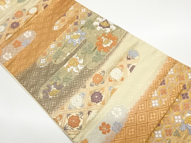JAPANESE FUKURO OBI / WOVEN FLOWER ARABESQUE